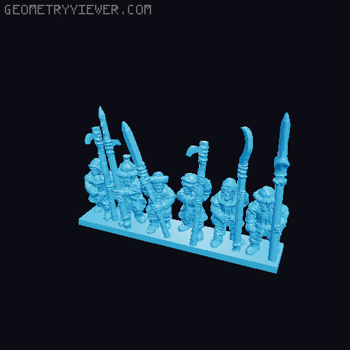 Lake-Town Militia Spearmen 10mm Scale 3D model thumbnail