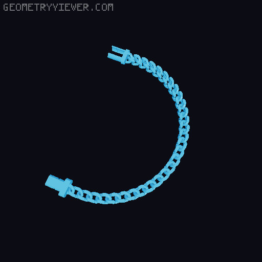U-CHAIN print-in-place necklace 3D model thumbnail
