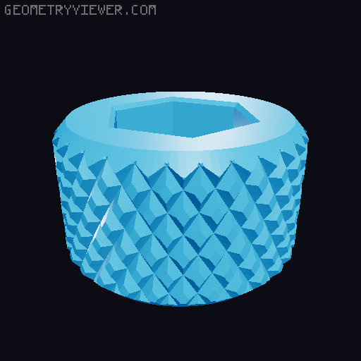 Knurled handle for Hex Nut 3D model thumbnail