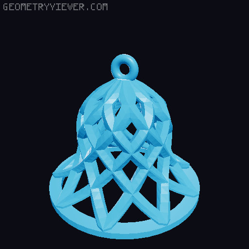 Open Frame Spiral & Lattice Holiday Bell Ornaments – Elegant Christmas Decor 3D model thumbnail