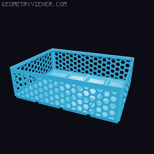 Gridfinity Hex Bins Light (rotated grid) all sizes 3D model thumbnail