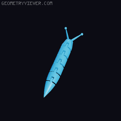 Articulated Slug - 6x3mm Magnets 3D model thumbnail