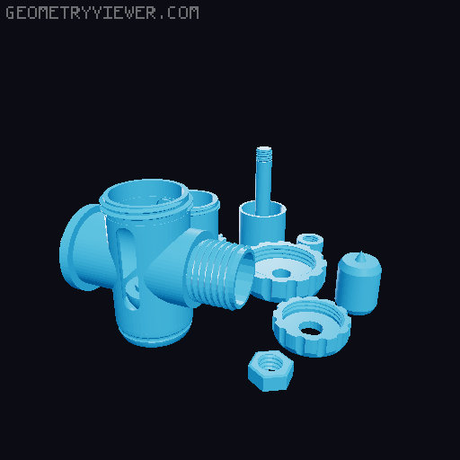 PushRod Engine with Gearbox 3D model thumbnail