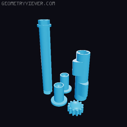 PushRod Engine with Gearbox 3D model thumbnail