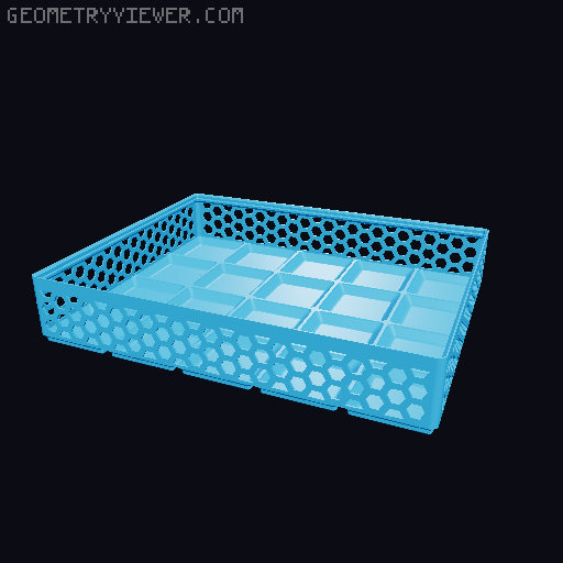 Gridfinity Hex Bins Light (rotated grid) all sizes 3D model thumbnail