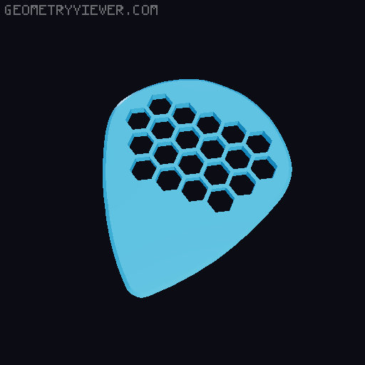 HexPick Guitar pick 3D model thumbnail