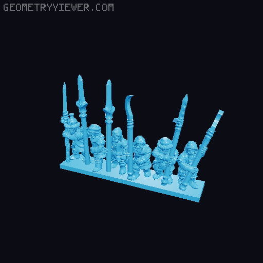 Lake-Town Militia Spearmen 10mm Scale 3D model thumbnail