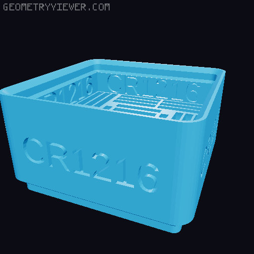 CRxxxx Button Cell Battery Holders (Gridfinity, Stackable, Labelled) 3D model thumbnail