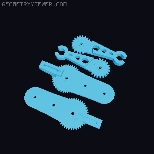 Differential walking robot with moving gears, pointer, arms and mouth. 3D model thumbnail