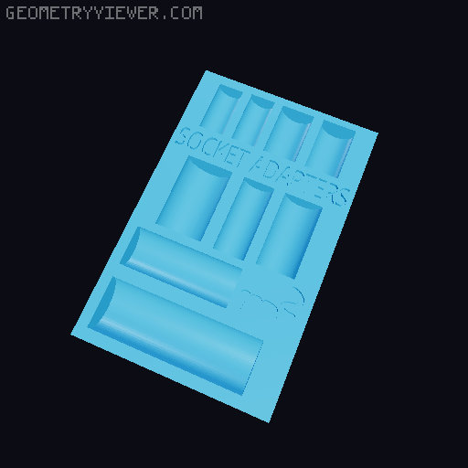 Gridfinity Husky Socket Adapters Organizers and Tray 3D model thumbnail