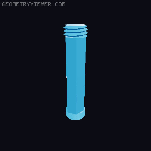 Long Screw with hex version and Half screws 3D model thumbnail