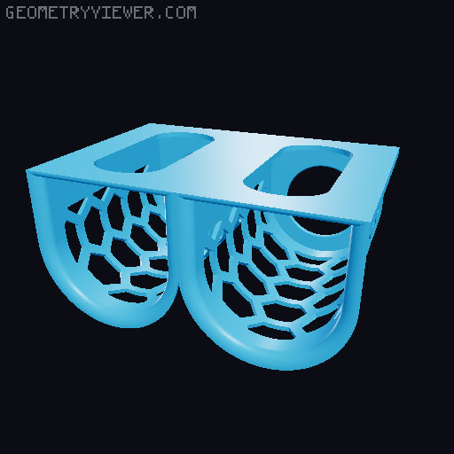Garbage bag holder top/side. Standard, Hexagon and Voronoi design. 3D model thumbnail