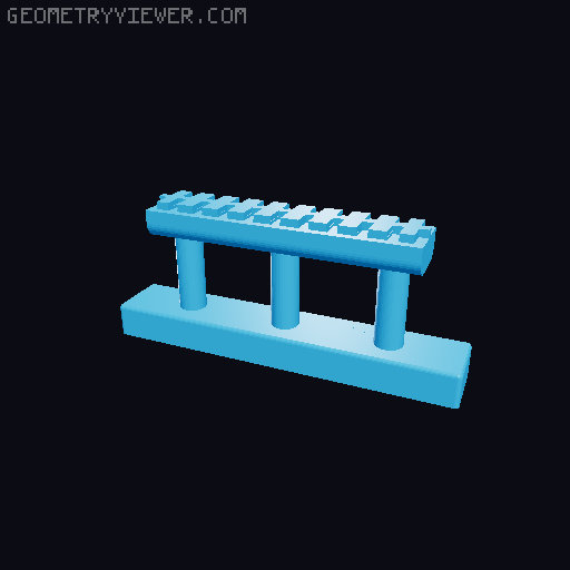 HO/N-Scale(For two tracks) Concrete and Steel Truss Bridge with 2% slope 3D model thumbnail