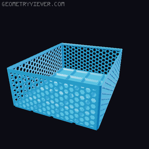 Gridfinity Hex Bins Light (rotated grid) all sizes 3D model thumbnail