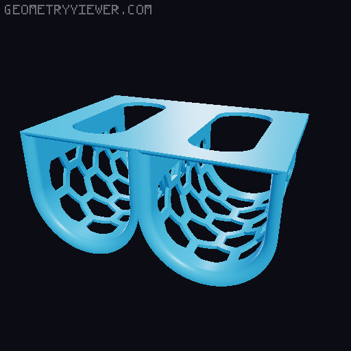 Garbage bag holder top/side. Standard, Hexagon and Voronoi design. 3D model thumbnail