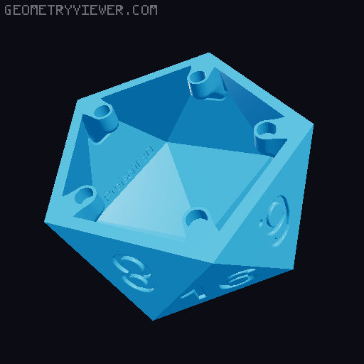 D20 Dice Box magnetic 3D model thumbnail
