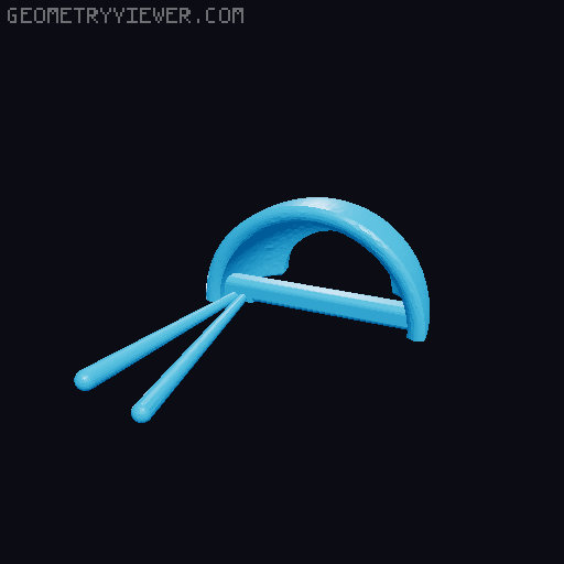 Bowl with Chopsticks Hair Piece - Easy Print 3D model thumbnail