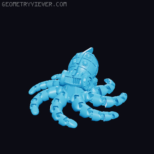 Articulated Steampunk Octopus 3D model thumbnail