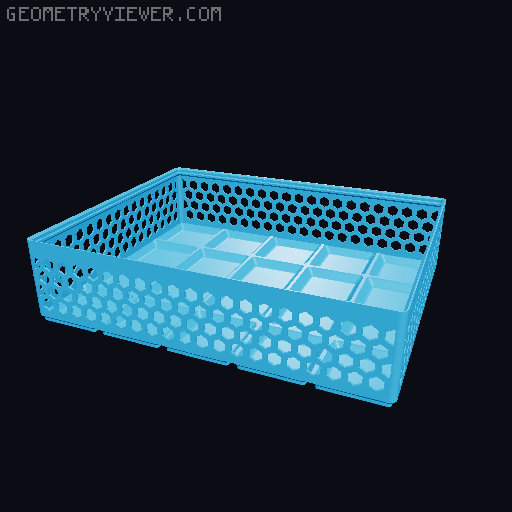 Gridfinity Hex Bins Light all sizes 3D model thumbnail