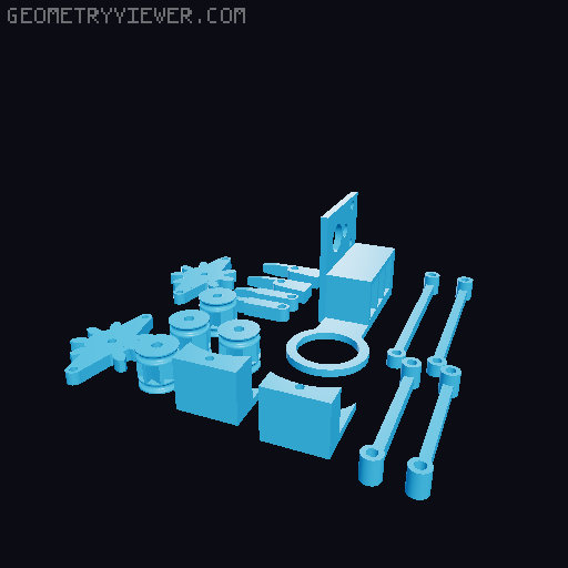 Differential walking robot with moving gears, pointer, arms and mouth. 3D model thumbnail
