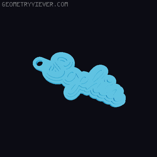 Customizable name keychain / tag 3D model thumbnail