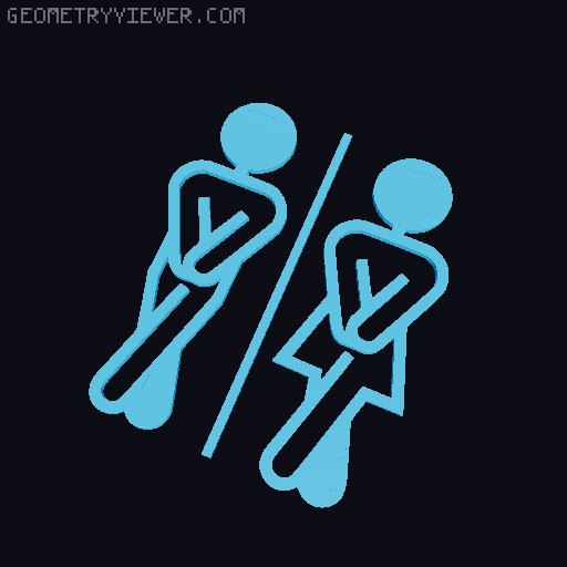 Toilet Door Sign - Bold+ 3D model thumbnail