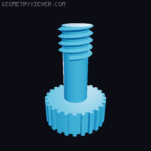 Camera / Webcam Screw - 1/4" - 20 UNC 3D model thumbnail