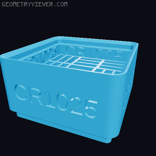 CRxxxx Button Cell Battery Holders (Gridfinity, Stackable, Labelled) 3D model thumbnail