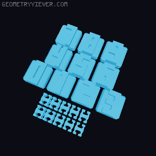 PrintABlok:WritersBloks interlocking letter blocks 3D model thumbnail