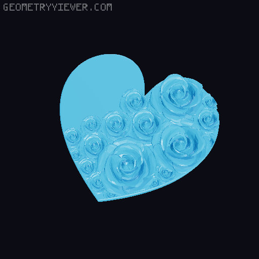 Customizable Heart Box with Roses (Jewelry & Gift Box). UPDATED! 3D model thumbnail