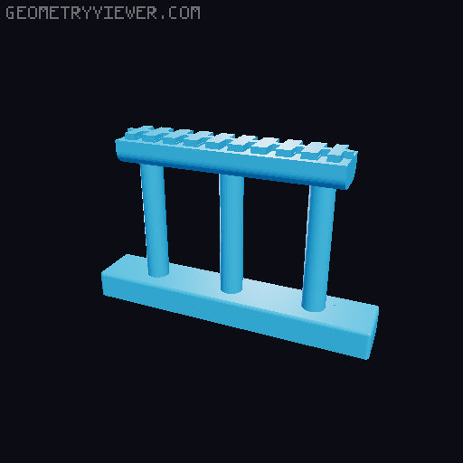 HO/N-Scale(For two tracks) Concrete and Steel Truss Bridge with 2% slope 3D model thumbnail