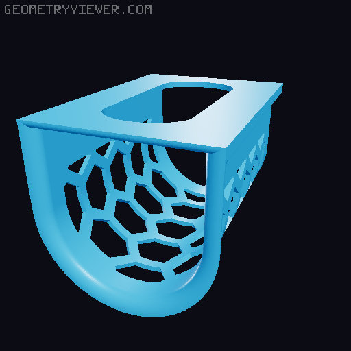 Garbage bag holder top/side. Standard, Hexagon and Voronoi design. 3D model thumbnail