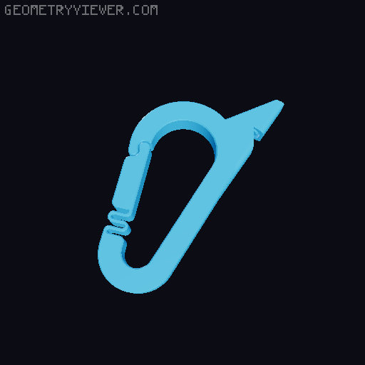 V2.0 Tactical Whistle Carabiner (Print-in-Place) 3D model thumbnail