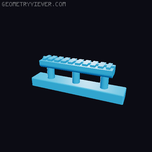 HO/N-Scale(For two tracks) Concrete and Steel Truss Bridge with 2% slope 3D model thumbnail