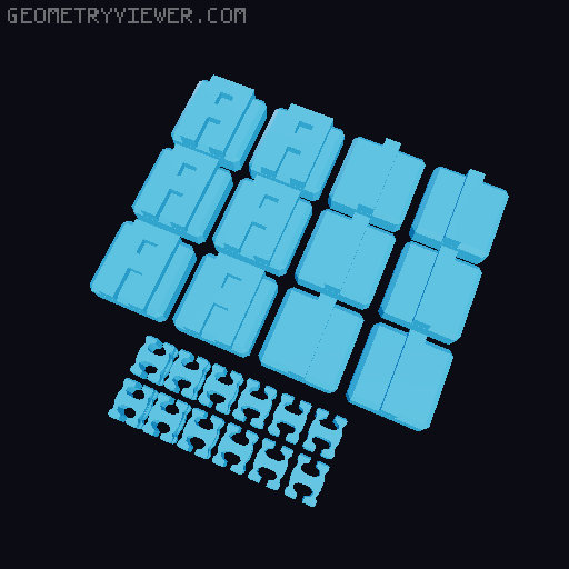 PrintABlok:WritersBloks interlocking letter blocks 3D model thumbnail
