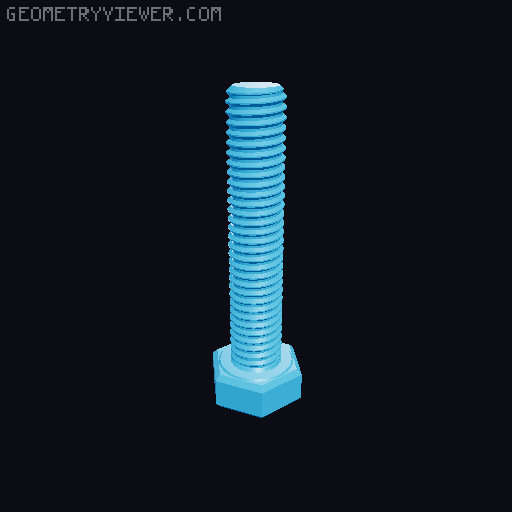 Hundreds of Metric Hex Screws Version 1: M2, M3, M4, M5, M6, M8, M10, M12, M14, M16, ... M48 3D model thumbnail
