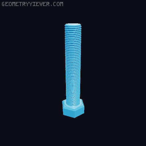 Hundreds of Metric Hex Screws Version 1: M2, M3, M4, M5, M6, M8, M10, M12, M14, M16, ... M48 3D model thumbnail