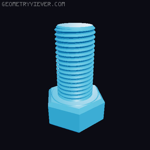 Hundreds of Metric Hex Screws Version 1: M2, M3, M4, M5, M6, M8, M10, M12, M14, M16, ... M48 3D model thumbnail