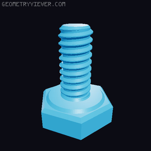 Hundreds of Metric Hex Screws Version 1: M2, M3, M4, M5, M6, M8, M10, M12, M14, M16, ... M48 3D model thumbnail