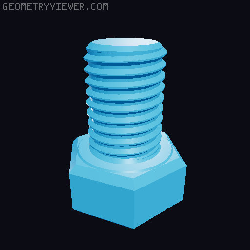 Hundreds of Metric Hex Screws Version 1: M2, M3, M4, M5, M6, M8, M10, M12, M14, M16, ... M48 3D model thumbnail