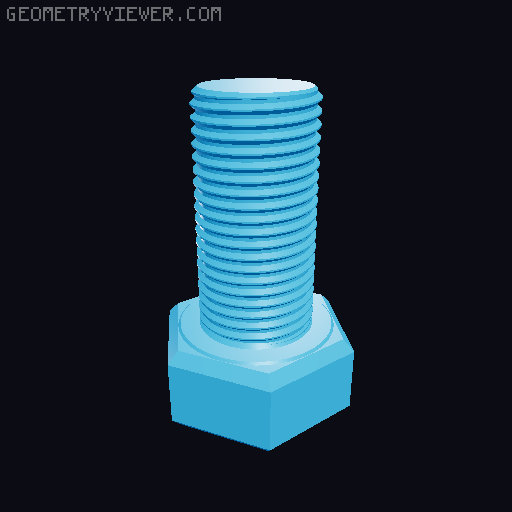 Hundreds of Metric Hex Screws Version 1: M2, M3, M4, M5, M6, M8, M10, M12, M14, M16, ... M48 3D model thumbnail