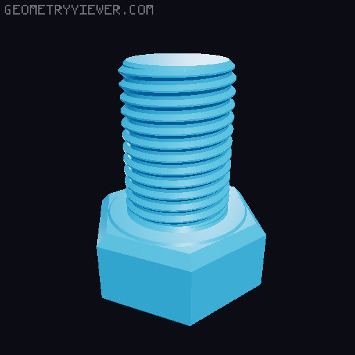 Hundreds of Metric Hex Screws Version 1: M2, M3, M4, M5, M6, M8, M10, M12, M14, M16, ... M48 3D model thumbnail