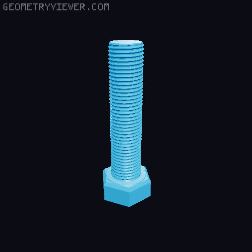 Hundreds of Metric Hex Screws Version 1: M2, M3, M4, M5, M6, M8, M10, M12, M14, M16, ... M48 3D model thumbnail