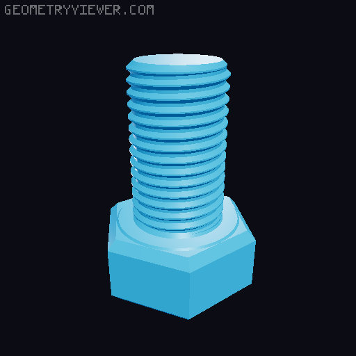Hundreds of Metric Hex Screws Version 1: M2, M3, M4, M5, M6, M8, M10, M12, M14, M16, ... M48 3D model thumbnail