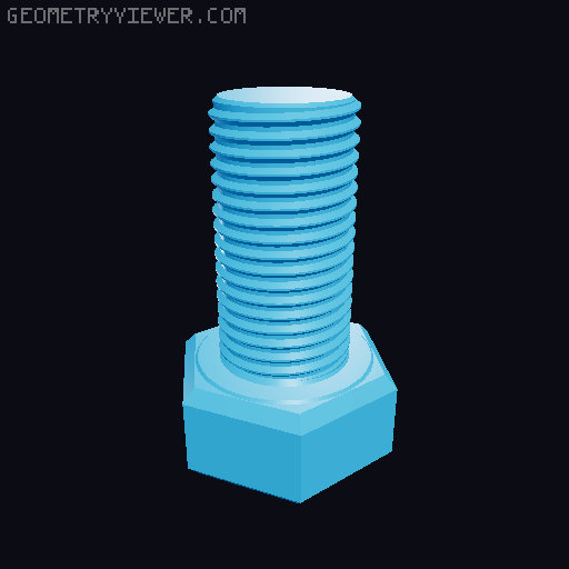 Hundreds of Metric Hex Screws Version 1: M2, M3, M4, M5, M6, M8, M10, M12, M14, M16, ... M48 3D model thumbnail