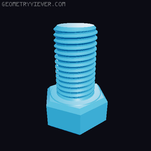 Hundreds of Metric Hex Screws Version 1: M2, M3, M4, M5, M6, M8, M10, M12, M14, M16, ... M48 3D model thumbnail