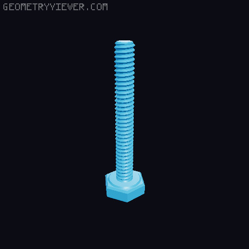 Hundreds of Metric Hex Screws Version 1: M2, M3, M4, M5, M6, M8, M10, M12, M14, M16, ... M48 3D model thumbnail