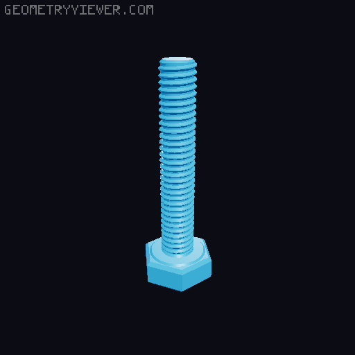 Hundreds of Metric Hex Screws Version 1: M2, M3, M4, M5, M6, M8, M10, M12, M14, M16, ... M48 3D model thumbnail