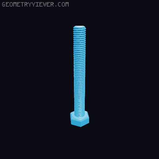 Hundreds of Metric Hex Screws Version 1: M2, M3, M4, M5, M6, M8, M10, M12, M14, M16, ... M48 3D model thumbnail