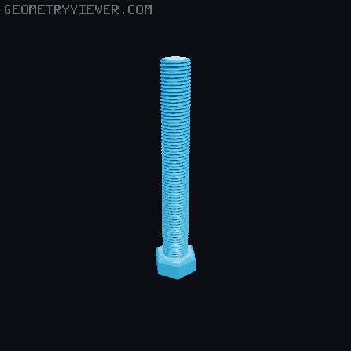 Hundreds of Metric Hex Screws Version 1: M2, M3, M4, M5, M6, M8, M10, M12, M14, M16, ... M48 3D model thumbnail